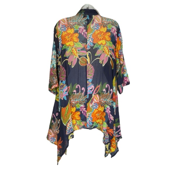 Orange Fashion Village Vibrant Multicolour Floral Button Down Tunic Free - Picture 3 of 11